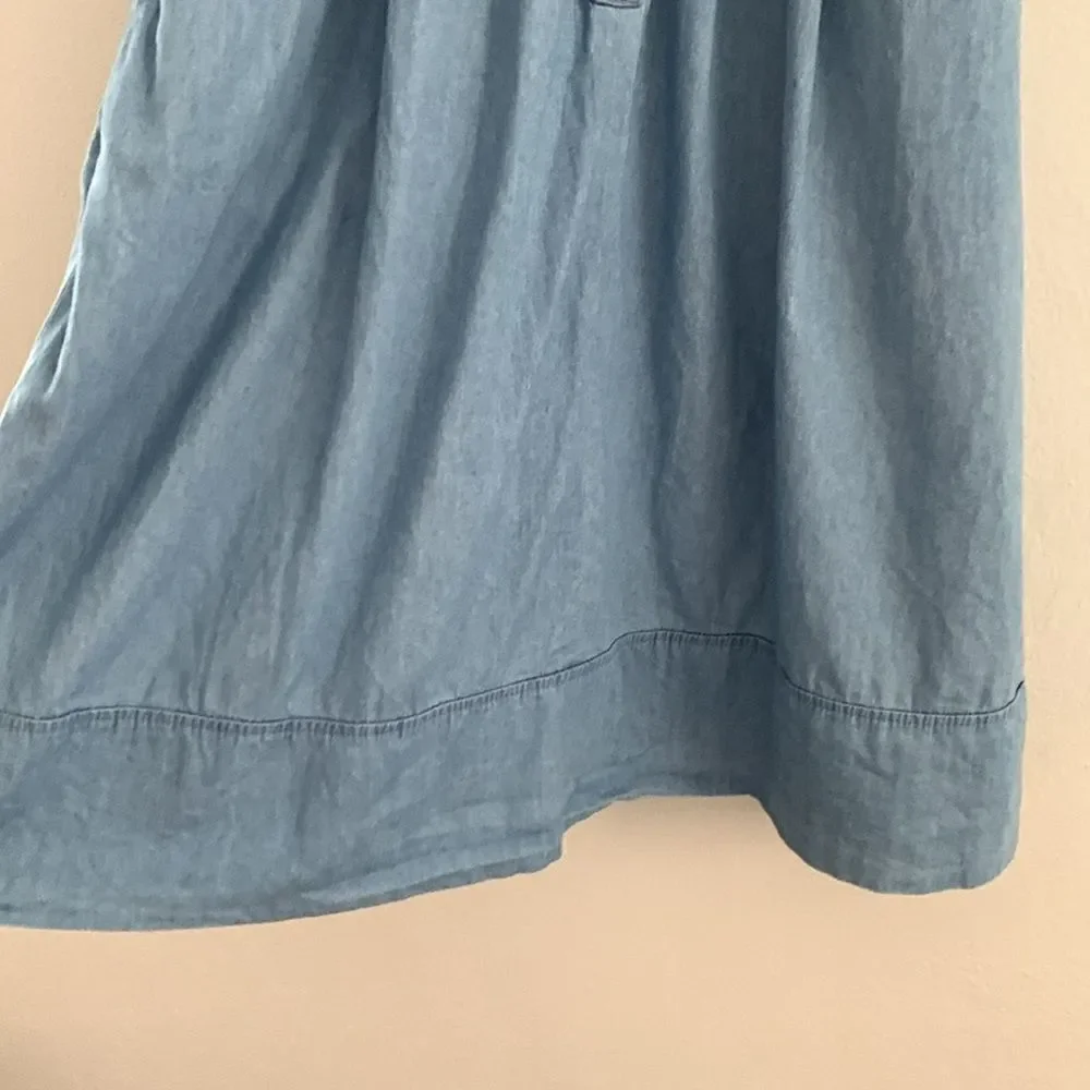 New York and Company chambray fit and flare sleeveless button down summer dress - Picture 4 of 9